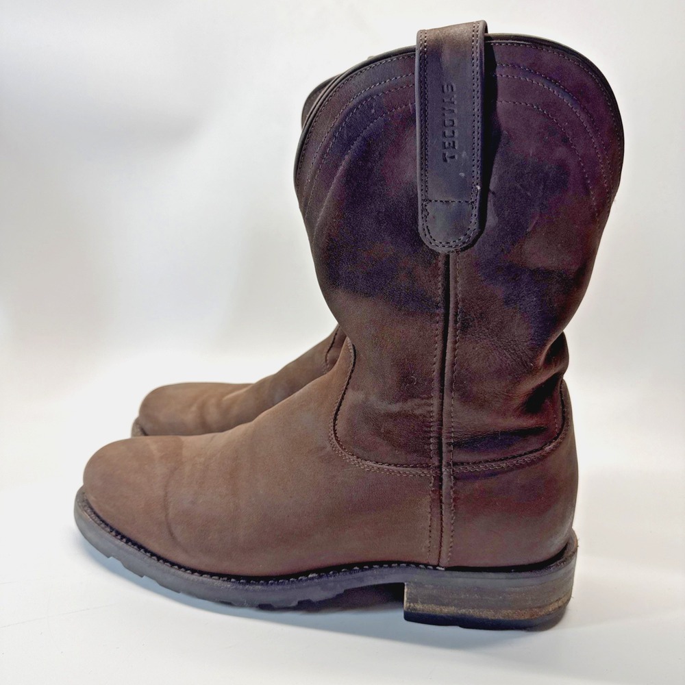 Tecovas Stockton Work Boot Men 10 D Brown Umber Calfskin Ranch Pull On